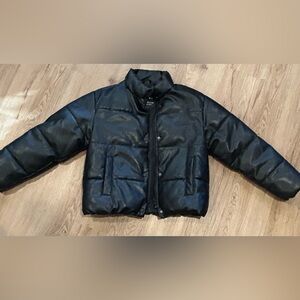 Great condition Zara puffer jacket faux leather sz 13-14 yrs 164 CM